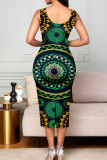 Summer Print Basic Tight Fitting Tank Dress
