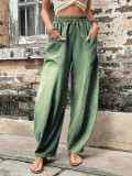 Women's Pants Solid Color Casual Elastic Trousers