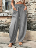 Women's Pants Solid Color Casual Elastic Trousers