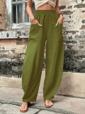 Women's Pants Solid Color Casual Elastic Trousers