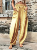 Women's Pants Solid Color Casual Elastic Trousers
