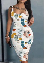 Summer Print Basic Tight Fitting Tank Dress