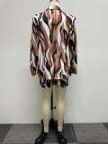 Sexy Printed Multicolor Suit Blazer Casual Shorts Two Piece Set