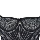 Women's Fashion Solid Color Mesh Beaded Slip Maxi Dress