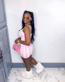 Ladies Houndstooth Tank Top Skirt Set Two-Piece Set