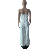 Women Strapless Cargo Pocket Sleeveless Jumpsuit