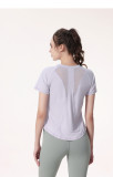 Women Summer Round Neck Breathable Short Sleeve Running Mesh Sports T-Shirt