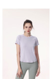 Women Summer Round Neck Breathable Short Sleeve Running Mesh Sports T-Shirt