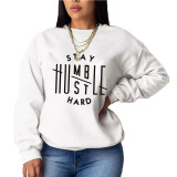 Plus Size Women Printed Crew Casual Loose Long Sleeve Top