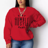 Plus Size Women Printed Crew Casual Loose Long Sleeve Top