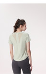 Women Summer Round Neck Breathable Short Sleeve Running Mesh Sports T-Shirt
