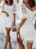 Women lace Round Neck Dress