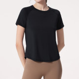 Women Summer Round Neck Breathable Short Sleeve Running Mesh Sports T-Shirt