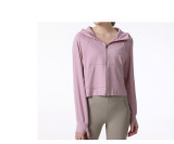 Women Hooded Loose Running Fitness Long Sleeve Jacket