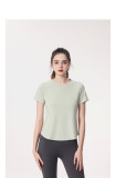 Women Summer Round Neck Breathable Short Sleeve Running Mesh Sports T-Shirt