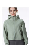 Women Hooded Loose Running Fitness Long Sleeve Jacket
