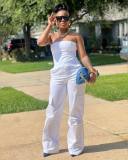 Women Strapless Cargo Pocket Sleeveless Jumpsuit
