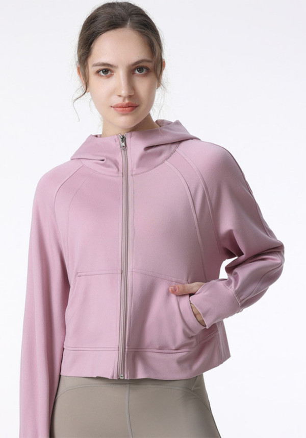 Women Hooded Loose Running Fitness Long Sleeve Jacket