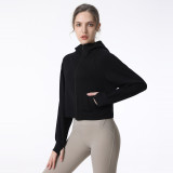 Women Hooded Loose Running Fitness Long Sleeve Jacket