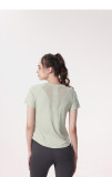 Women Summer Round Neck Breathable Short Sleeve Running Mesh Sports T-Shirt
