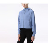 Women Hooded Loose Running Fitness Long Sleeve Jacket