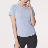 Women Summer Round Neck Breathable Short Sleeve Running Mesh Sports T-Shirt