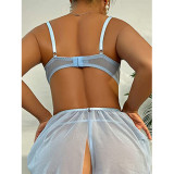 Sexy lingerie sexy women's mesh embroidery hollow See-Through suspender nightdress