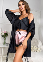 Spring Summer Sexy Ladies Homewear Suspenders Three Sets Casual Comfortable Home Silk Ice Silk Pajamas Spring Summer Sexy Ladies Homewear Suspenders Three Sets Casual Comfortable Home Silk Ice Silk Pajamas