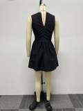 Casual Fashion Solid Color Slim Waist Cutout Puffy V-Neck Dress