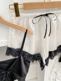Spring Summer Sexy Ladies Homewear Suspenders Three Sets Casual Comfortable Home Silk Ice Silk Pajamas