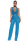 Women's Low Back Halter Neck Lace-Up Sequin Slim Fit Sleeveless Jumpsuit