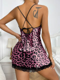 Sexy Leopard One-Piece Nightdress Summer Thin Breathable Strap Dress Home Pajamas Women