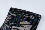 Women Strapless PU-Leather Dress