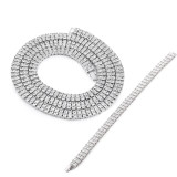 Fashion Diamond Alloy Necklace Hip Hop Style 2 Rows Diamond Men's Necklace Bracelet Set