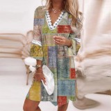 spring ol Chic women's long-sleeved v-neck princess dress