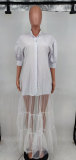 Ladies White Shirt Casual Short Sleeve Shirt