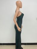 Women's Summer Slit Low Back Dress Sequined Sleeveless Suspender Dress
