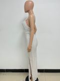 Women's Summer Slit Low Back Dress Sequined Sleeveless Suspender Dress