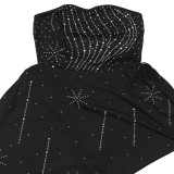 Trendy Strapless Beaded Cropped Dress for Clubbing