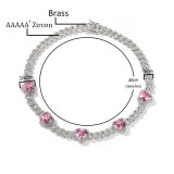 Heart Print Diamond Ladies Necklace Hip Hop 9mm Sweet Pink Zircon Cuban Chain