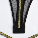 sexy lingerie gold silk beautiful lines mesh teddy lingerie