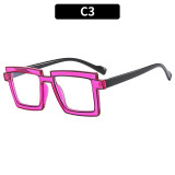 Simple large frame anti-blue light flat mirror glasses