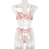 Sexy Romantic Butterfly Embroidery See-Through Sexy Lingerie Set