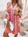 spring ol Chic women's long-sleeved v-neck princess dress