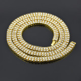 Fashion Diamond Alloy Necklace Hip Hop Style 2 Rows Diamond Men's Necklace Bracelet Set