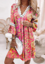 spring ol Chic women's long-sleeved v-neck princess dress