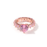 Fashion Chic Size Heart Print Full Zircon Ladies Ring Trendy Gift