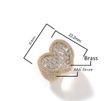 Street Ring Style Hip Hop T Square Heart Print Zircon Ring Jewelry