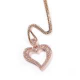 Jewelry Zircon Arc Cutout Heart Print Fashion Pendant Necklace Hip Hop Simple Style Box Chain