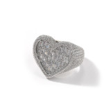 Street Ring Style Hip Hop T Square Heart Print Zircon Ring Jewelry